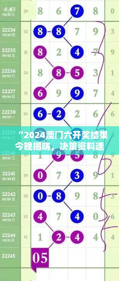 “2024澳門六開獎(jiǎng)結(jié)果今晚揭曉，決策資料速成版XIS342.33發(fā)布”