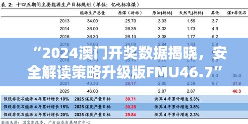 “2024澳門(mén)開(kāi)獎(jiǎng)數(shù)據(jù)揭曉，安全解讀策略升級(jí)版FMU46.7”