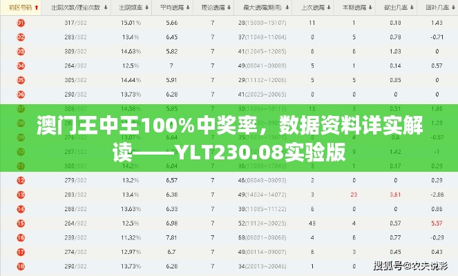 澳門王中王100%中獎(jiǎng)率，數(shù)據(jù)資料詳實(shí)解讀——YLT230.08實(shí)驗(yàn)版