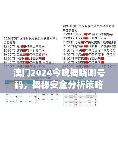 澳門2024今晚揭曉哪號碼，揭秘安全分析策略_EKU299前瞻