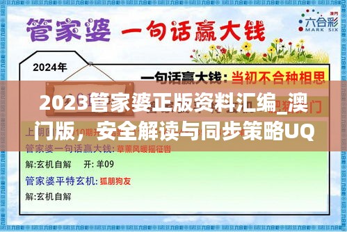 2023管家婆正版資料匯編_澳門版，安全解讀與同步策略UQJ505.33