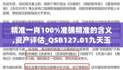 精準一肖100%準確精準的含義,資產評估_QSB127.01九天玉仙