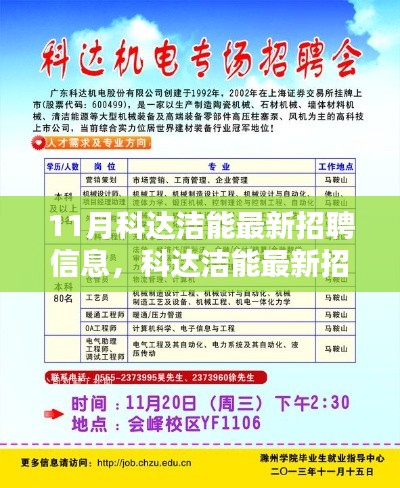 11月科達潔能最新招聘信息發(fā)布，求職者的福音