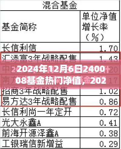 探尋基金熱門凈值背后的故事，以基金代碼240008為例（2024年12月6日）