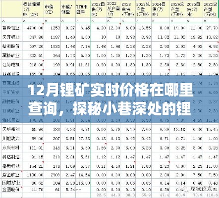 探秘小巷深處的鋰礦寶藏，十二月實(shí)時(shí)價(jià)格一網(wǎng)打盡！