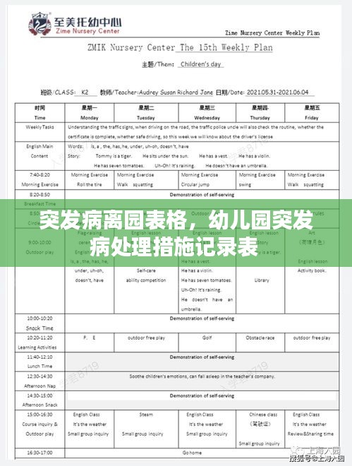 突發(fā)病離園表格，幼兒園突發(fā)病處理措施記錄表 