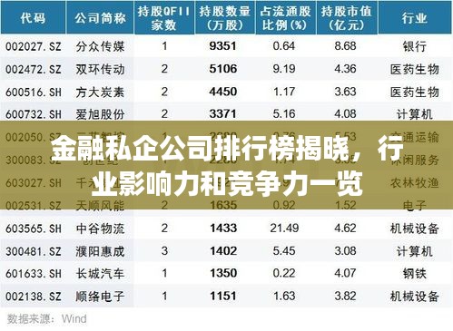 金融私企公司排行榜揭曉，行業(yè)影響力和競爭力一覽