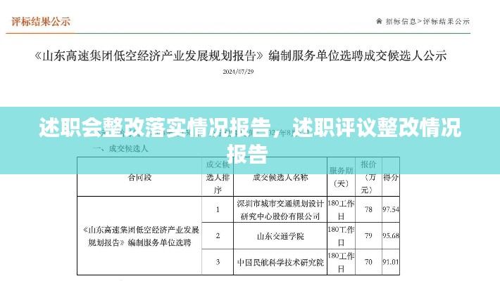 述職會整改落實情況報告，述職評議整改情況報告 